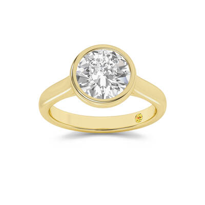 Secret Kiss Bezel Set Round Lab Grown Diamond Engagement Ring | 10K Yellow Gold 2 1/2 CT. TW.