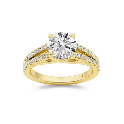 Nyx Split Shank Trellis Pavé Round Lab Grown Diamond Engagement Ring | 14K Yellow Gold 4 CT. TW.