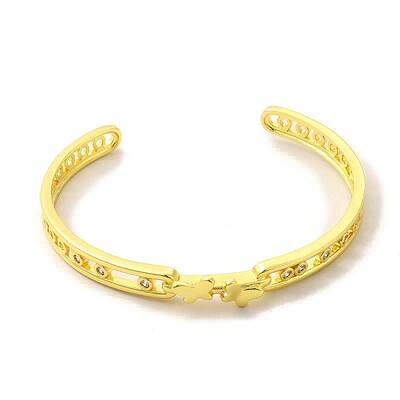 Clear Cubic Zirconia Butterfly Open Cuff Bangle