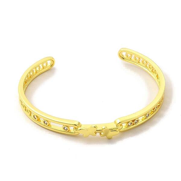 Clear Cubic Zirconia Butterfly Open Cuff Bangle