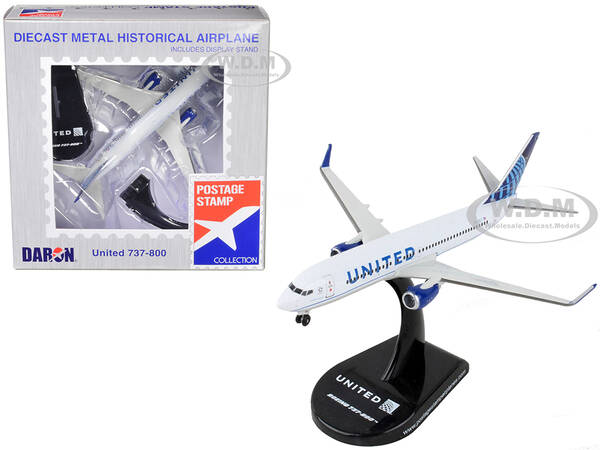 Boeing 737-800 Next Generation Commercial Aircraft United Airlines 1/300 Diecast Model Airplane by Postage Stamp