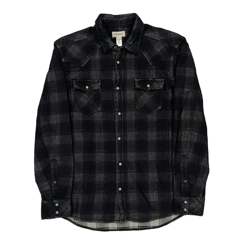 Diesel Flannel Shirt - 2XL Black Cotton