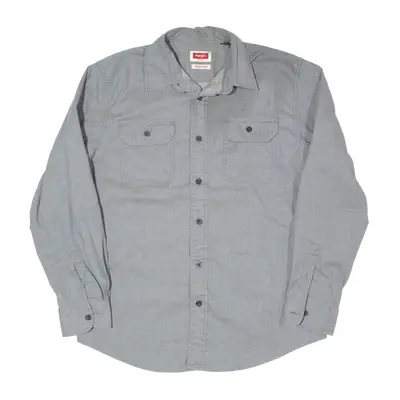 WRANGLER Stretch Plain Shirt Grey Long Sleeve Mens L