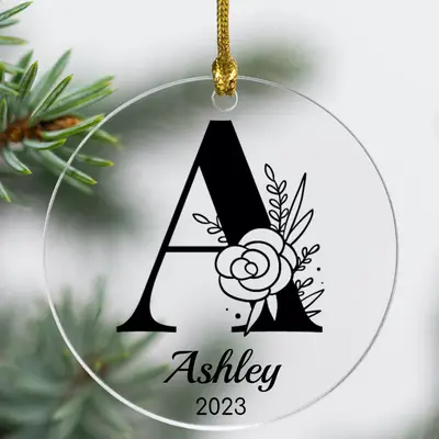 Personalized Christmas Name Ornament Black - Acrylic