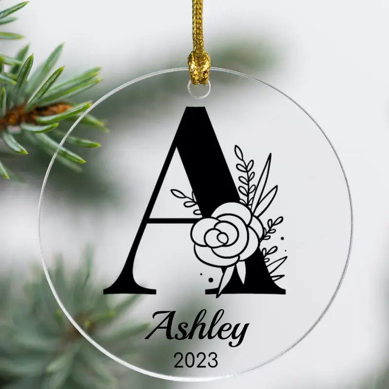 Personalized Christmas Name Ornament Black - Acrylic