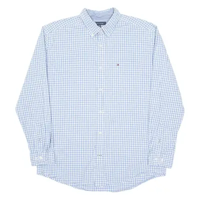 TOMMY HILFIGER Mens Shirt Blue Gingham Long Sleeve XL