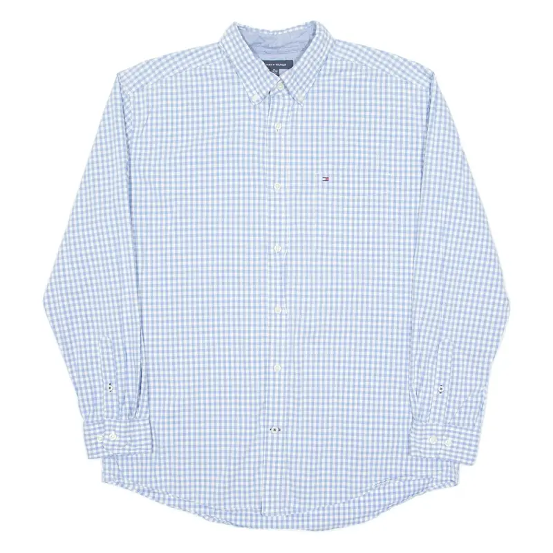 TOMMY HILFIGER Mens Shirt Blue Gingham Long Sleeve XL