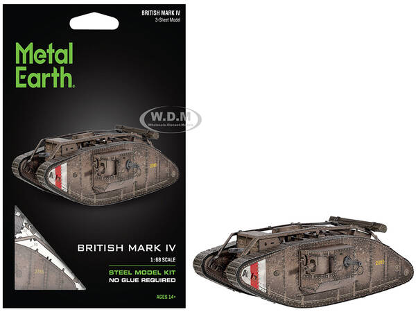 Model Kit British Mark IV Tank (Moderate Difficulty) Steel Model by Metal Earth