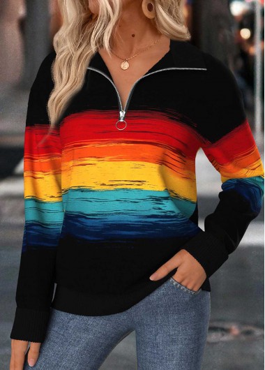 Modlily Multi Color Tummy Coverage Long Sleeve Sweatshirt - XL