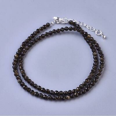 Natural Golden Sheen Obsidian Beaded Necklaces