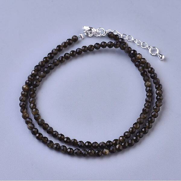 Natural Golden Sheen Obsidian Beaded Necklaces