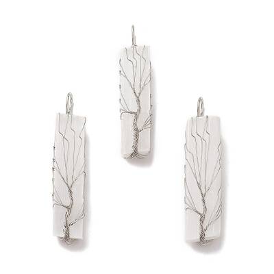 Copper Wire Wrapped Natural Selenite Big Pendants