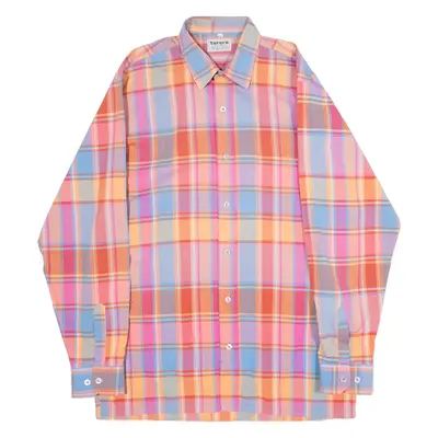 TORERO Mens Shirt Pink Check Long Sleeve M