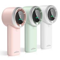 WHATOOK Handheld Mini Fan with Brushless Motor and 3600mAh Battery - Customizable Wind Speed and Digital Display - Pink-White...