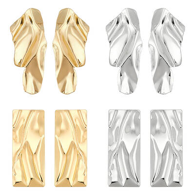 4 Pairs 4 Styles Alloy Stud Earrings with 304 Stainless Steel Pins