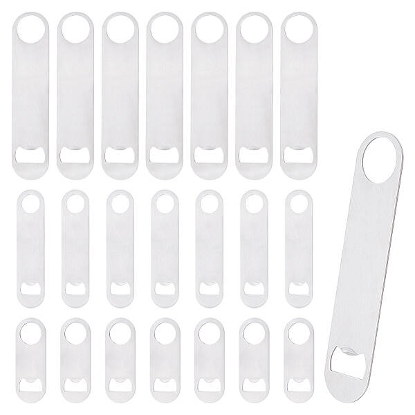 UNICRAFTALE 21Pcs Oval Stainless Steel Beer Bottle Openers 3 Styles Flat Metal Bar Speed Bottle Opener Pour Spout Remover for...