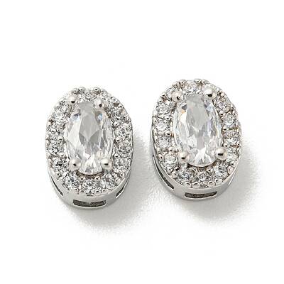 Brass Micro Pave Cubic Zirconia Beads