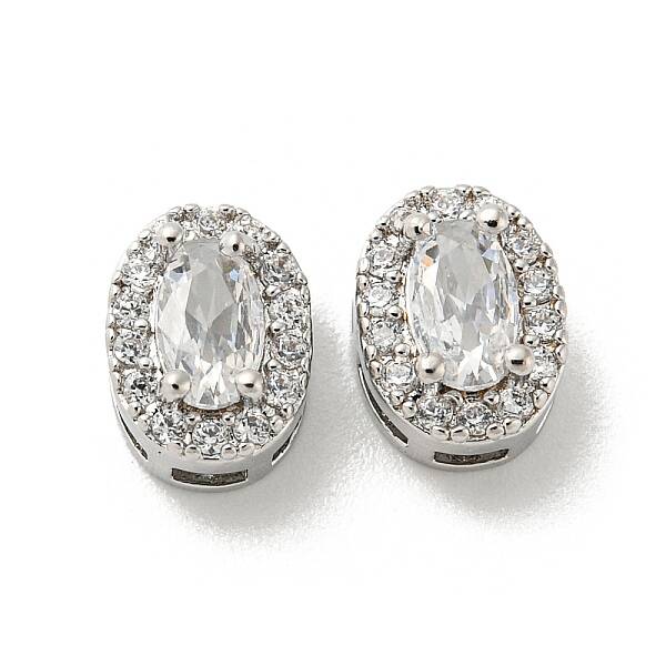 Brass Micro Pave Cubic Zirconia Beads