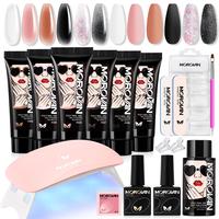 Morovan Poly Gel Nail Kit Starter Kit: 6 Colors Poly Nail Gel Kit with U V Lamp Best Valentine Gift For Her Complete Nail Ext...