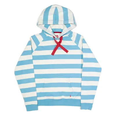 JOULES Striped Womens Blue Hoodie UK 12