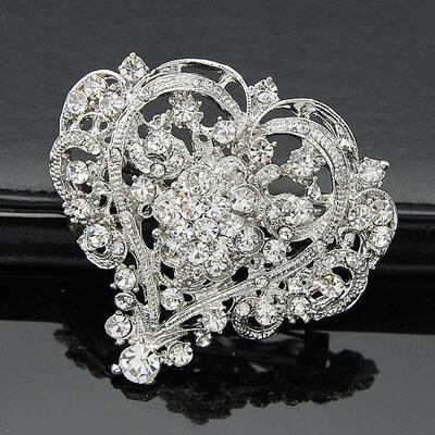 Crystal Rhinestone Heart Lapel Pin