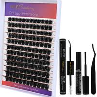 Wleec Beauty Lash Extension Kit, 280PCS D Curl Lash Clusters Kit with Lash Bond and Seal, Lash Remover, Lash Tweezers, Mix 8-...