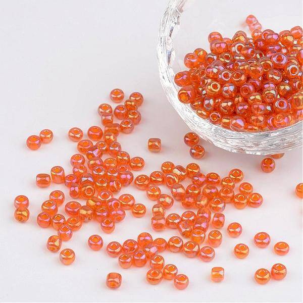 6/0 Transparent Rainbow Colours Round Glass Seed Beads
