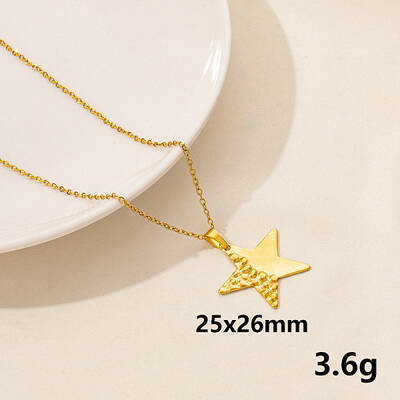Stylish Stainless Steel Geometric Star Pendant Necklace for Women