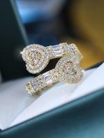 Fashion Heart Design Rhinestone Decor Cuff Ring, Elegant Trendy Simple Luxury Rings Jewelry for Daily Wear, Fashion Accessori...