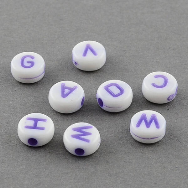Solid Acrylic Horizontal Hole Letter Beads