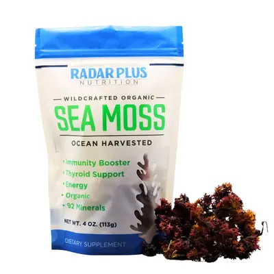 Irish Sea Moss for Optimum Health and Fitness - Chondrus Crispus Species - 4 oz Dry Sea Moss - Radar Plus Nutrition Edible Na...
