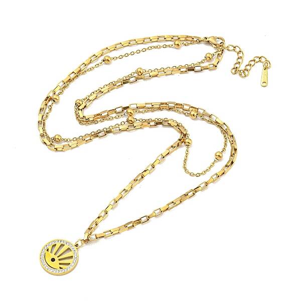 Ion Plating(IP) 201 Stainless Steel & Plastic Pearl Double Layered Necklaces