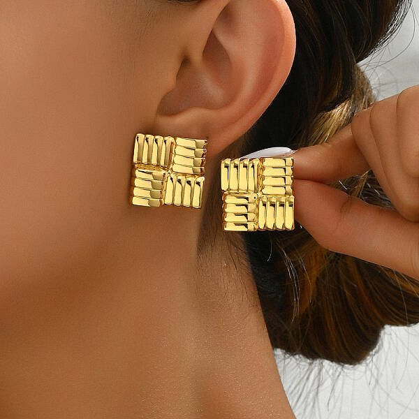 Geometric Spiral Square Earrings for Women