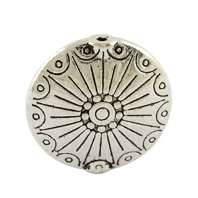 Tibetan Style Alloy Flat Round Carved Wheel Beads