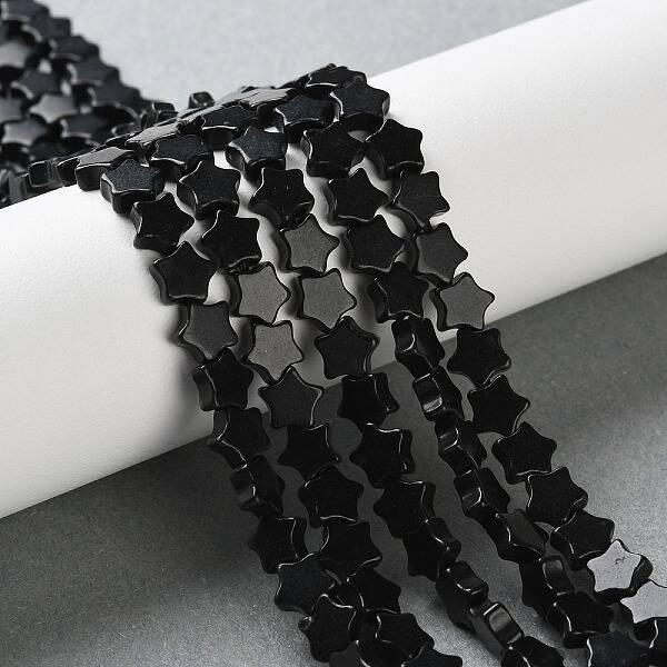 Natural Black Stone Beads Strands