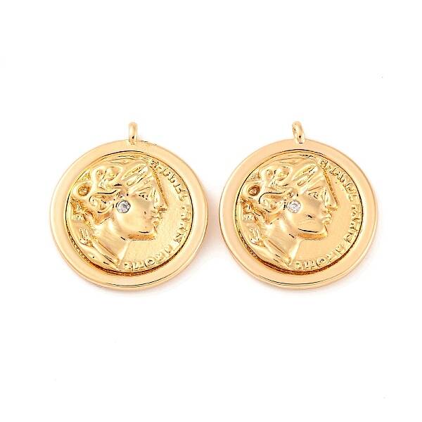 Brass Micro Pave Clear Cubic Zirconia Pendants