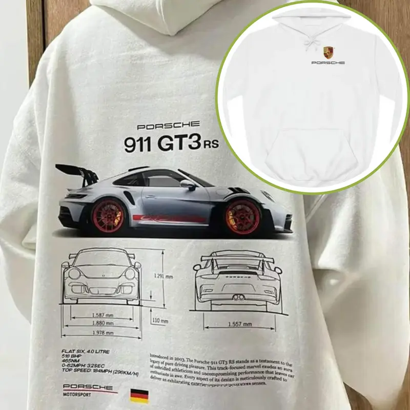 Porsche 911 GT3 RS Aesthetic Tshirt Hoodie, Vintage car Tee, Car Vintage Hoodie Menswear Hoodie Tops