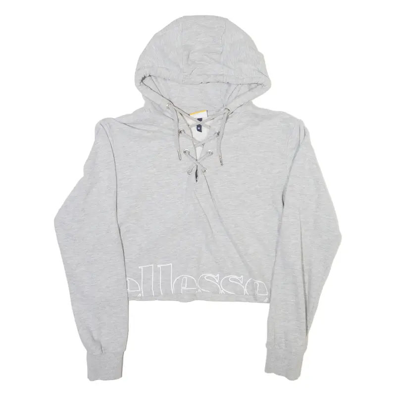 ELLESSE Crop Womens Grey Hoodie UK 10
