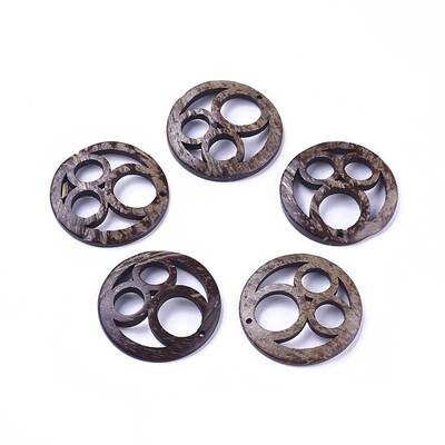 Coffee Color Flat Round Coconut Pendants