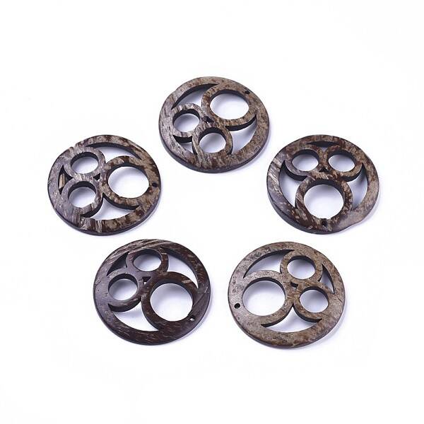 Coffee Color Flat Round Coconut Pendants