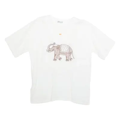 DA COLLECTION Elephant Womens Printed Top White Animal Print XL