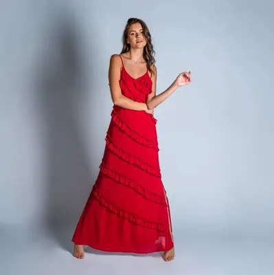 Hanalei Long Dress | Size: S | Color: Red