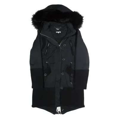 WHISTLES Womens Parka Coat Black Hooded L