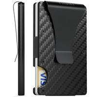 Carbon Fiber Wallet, Metal Money Clip Wallet, Minimalist Wallet for Men, Slim Aluminum Holder Pocket Cash Credit Card Holder ...
