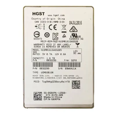 0G8XPN Dell 1.6TB SAS 12Gb/s 2.5-Inch Solid State Drive