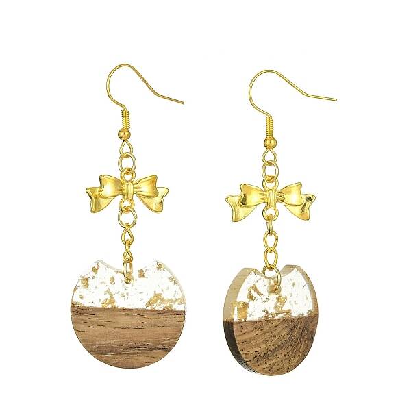 Resin & Walnut Wood Dangle Earrings