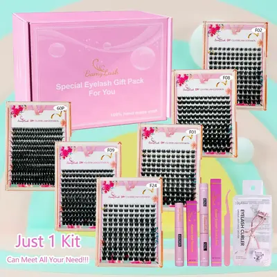 3d False Eyelashes with Glue & Tweezers & Brush & Glue Remover & Eyelash Curler, Mixed Length Volume Individual Lashes, DIY L...