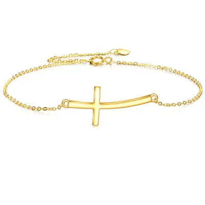 14K Gold Cross Charm Bracelet