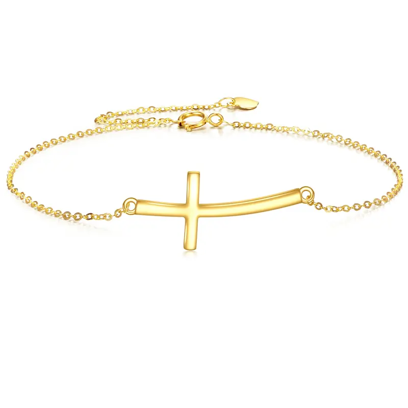 14K Gold Cross Charm Bracelet