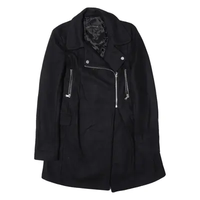 ZARA Overcoat Jacket Black Wool Womens XS